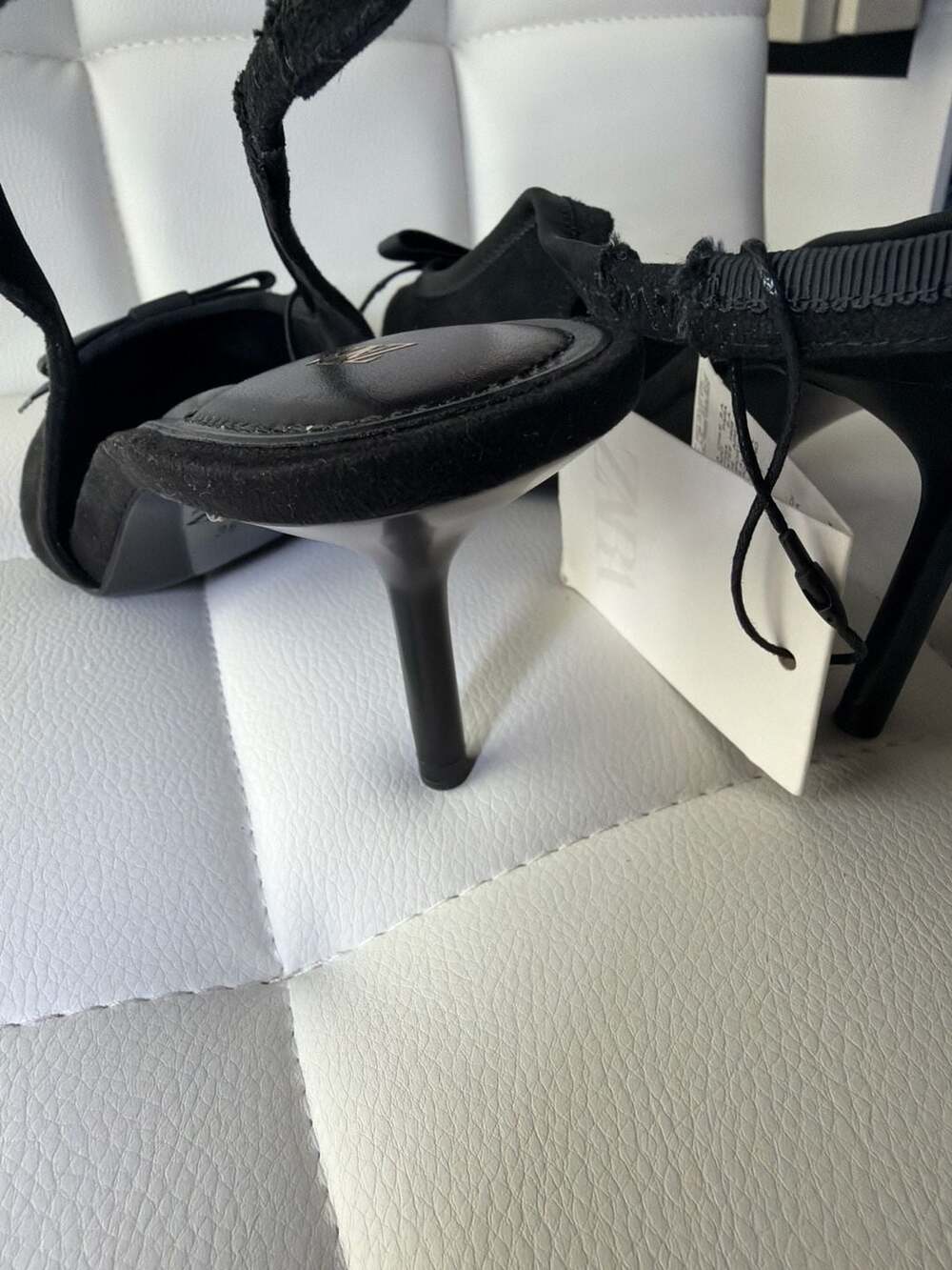 ZARA Black Bow Slingback Kitten Heels - Picture 7 of 8